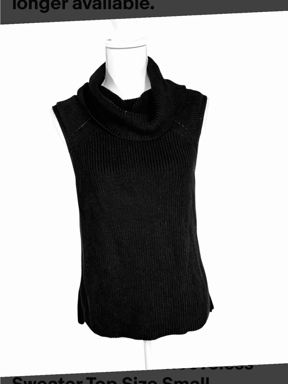 White House Black Market Black Sleeveless Cowl Neck Knit Top